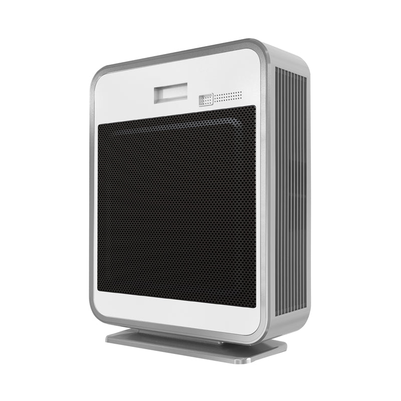 Air purifier with black filter on a white background