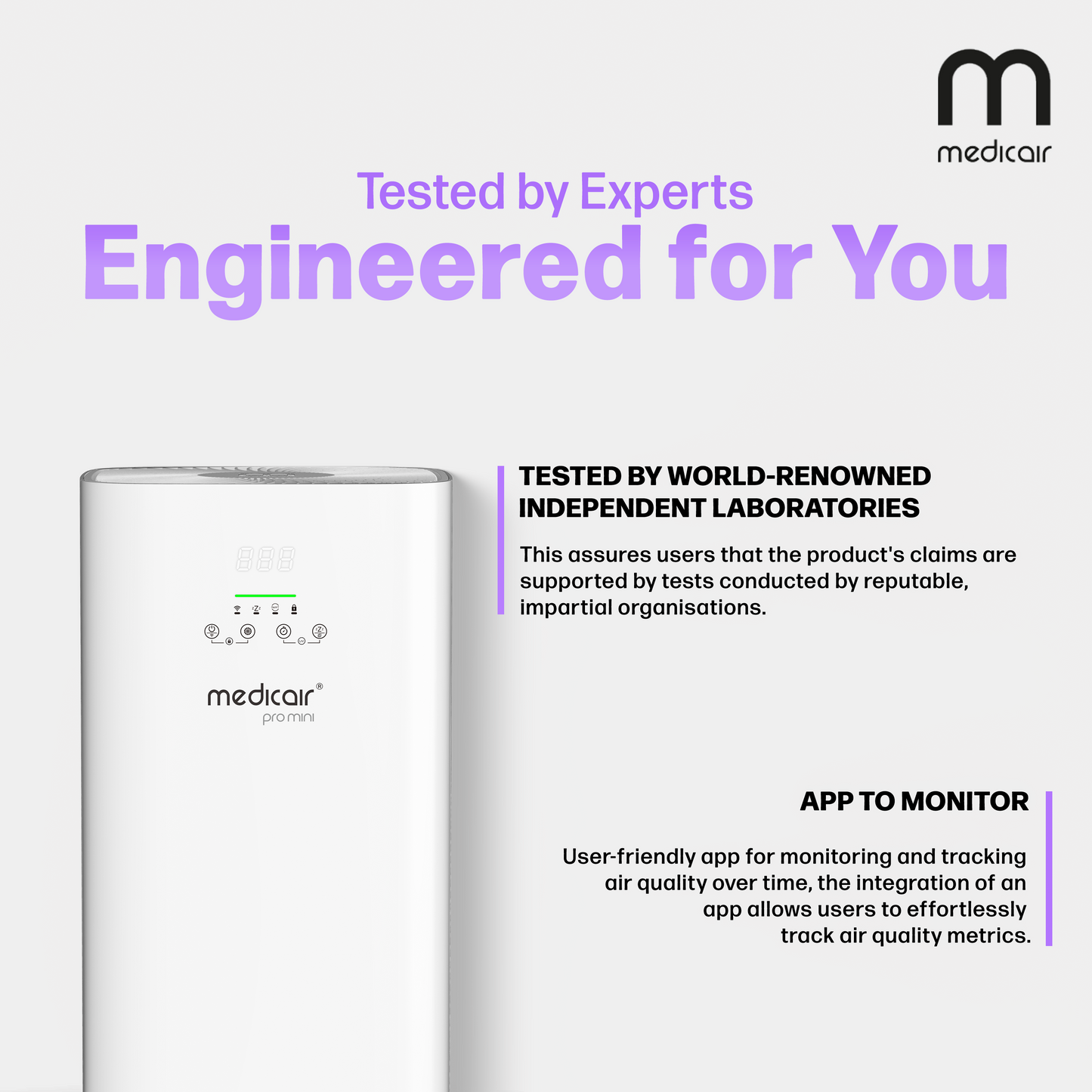 MedicAir Pro Mini: Premium Medical-Grade Air Purifier with H14 HEPA & UV