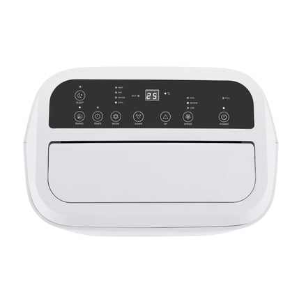 White air conditioner with control panel on a white background